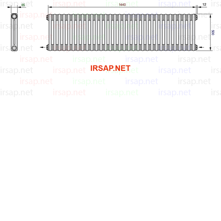 чертеж радиатора Irsap Tesi 20500-3220500-32-08-01